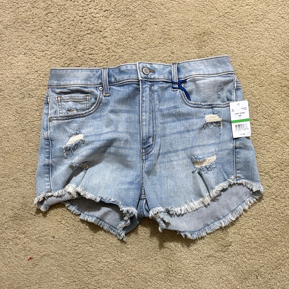 Eunina Light Blue Distressed Jean Shorts